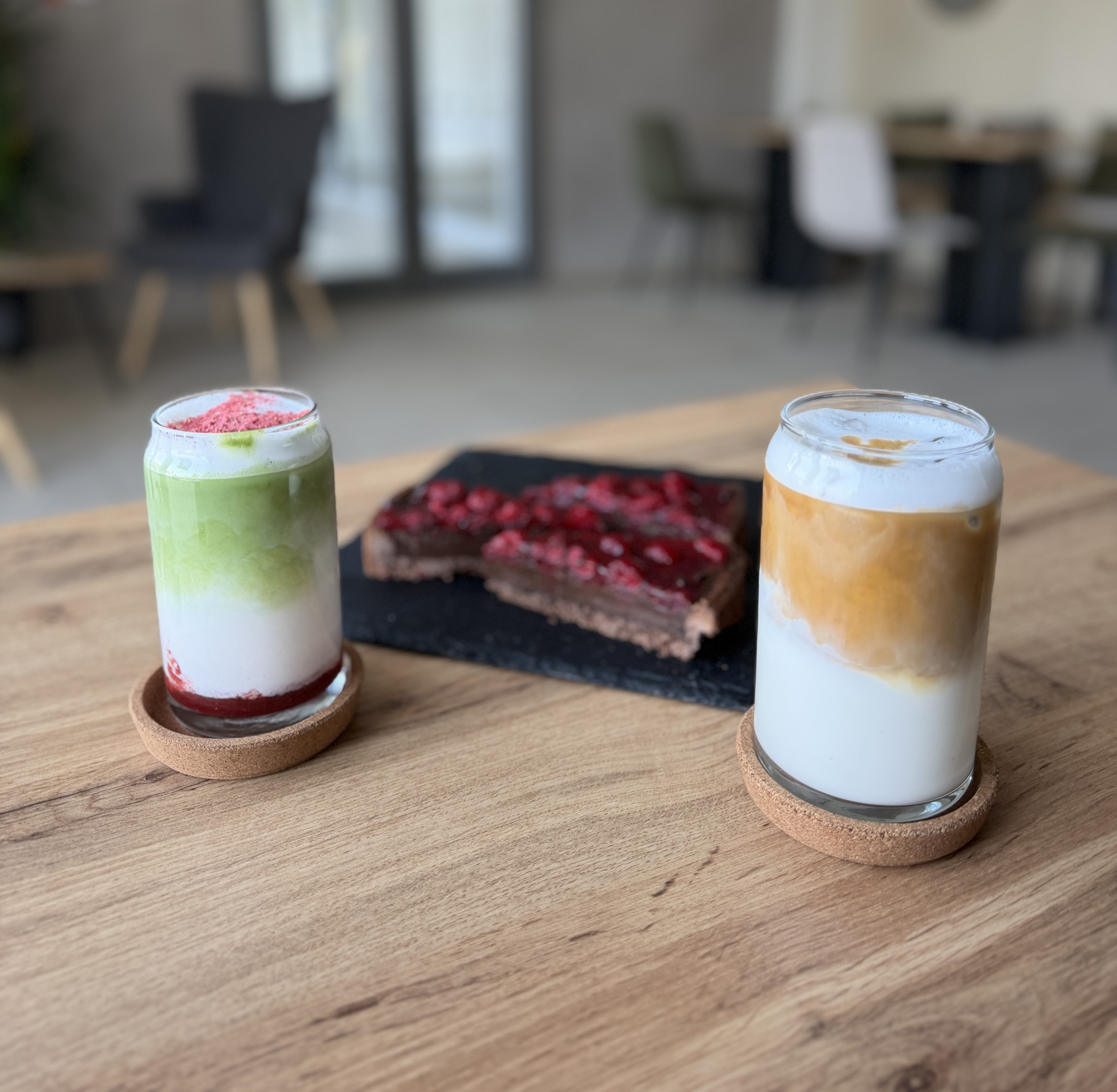 matcha+káva+dort